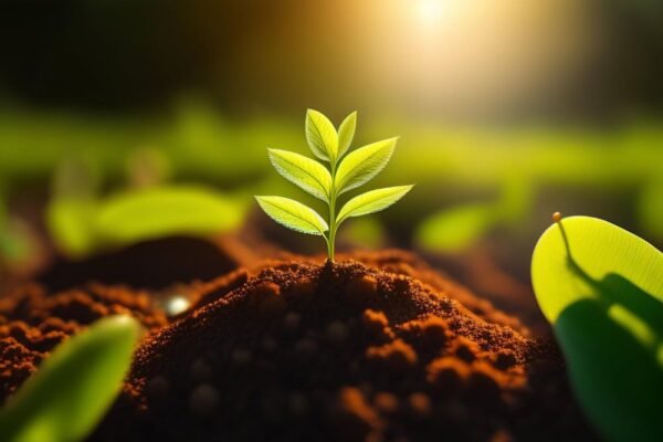 Cómo Preparar la Tierra para Sembrar en Macetas-planta-que-crece-suelo-sol-brillando-sobre-ella-sketchepedia