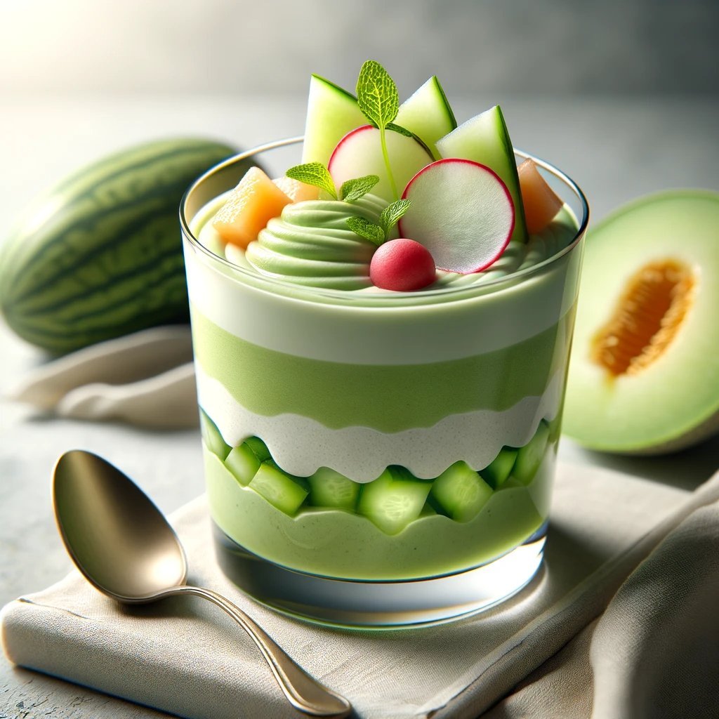 Mousse de Pepino con Melón y Rabanitos IA